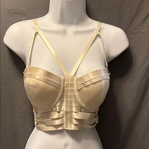 bebe Cream Strappy Bra